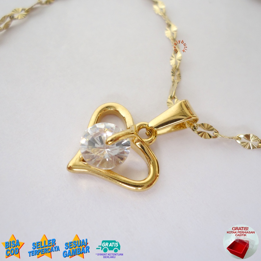 Lovelybutik Kalung Titanium Anti Karat Lun4 Kalung Wanita Titanium +Liontin Love Wing BONUS KOTAK