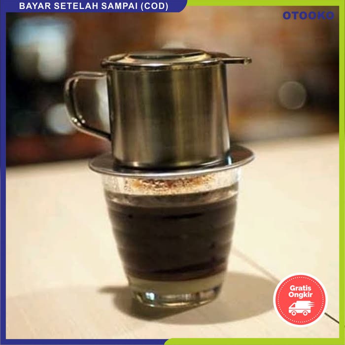 Alat kopishop Gelas filter saringan kopi vietnam drip kopi susu Vietnam drip 7Q Long Cam Coffee Kopi 1 Cup Filter Saringan LC Stainless Alat Penyaring Saring