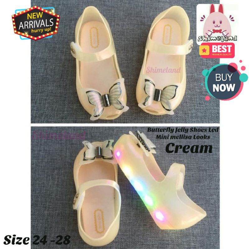 Sepatu Anak Perempuan Jelly Shoes Led Mini Mellisa Looks Flat Shoes Nyala