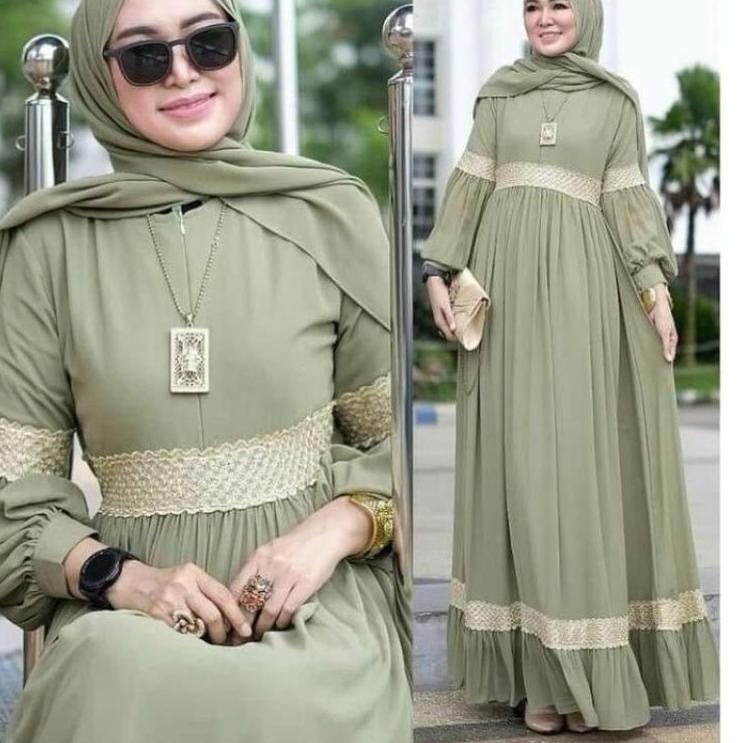 ➦ Gamis Jumbo Ld 120 ceruty babydoll premium polos busui mix renda ➾