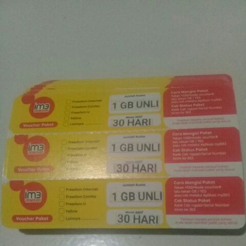 Vocer Indosat 1GB UNLIMITED / Fredom Internet U5,5 GB