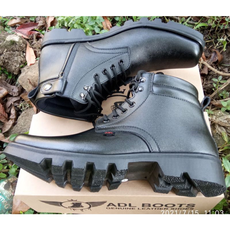 sepatu pdh pdl tni polri security kulit asli mengkilap dan doff merk ADL BOOTS