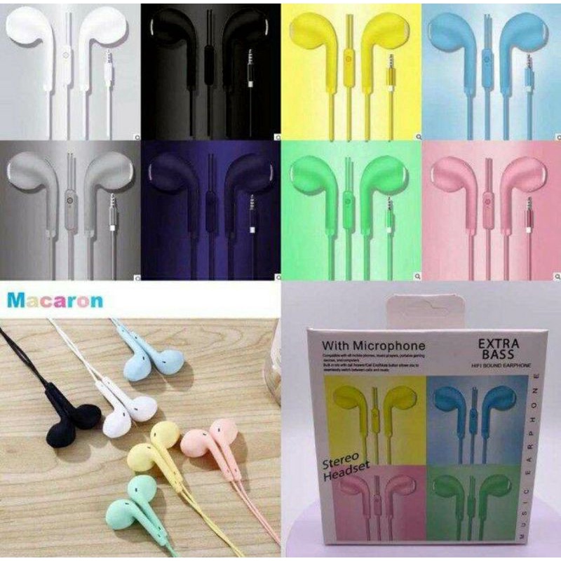 U19 MACARON HEADSET HANSFREE MACARON MATTE COLOUR HIFI HANDSFREE EXTRA BASS / HF EARPHONE U19