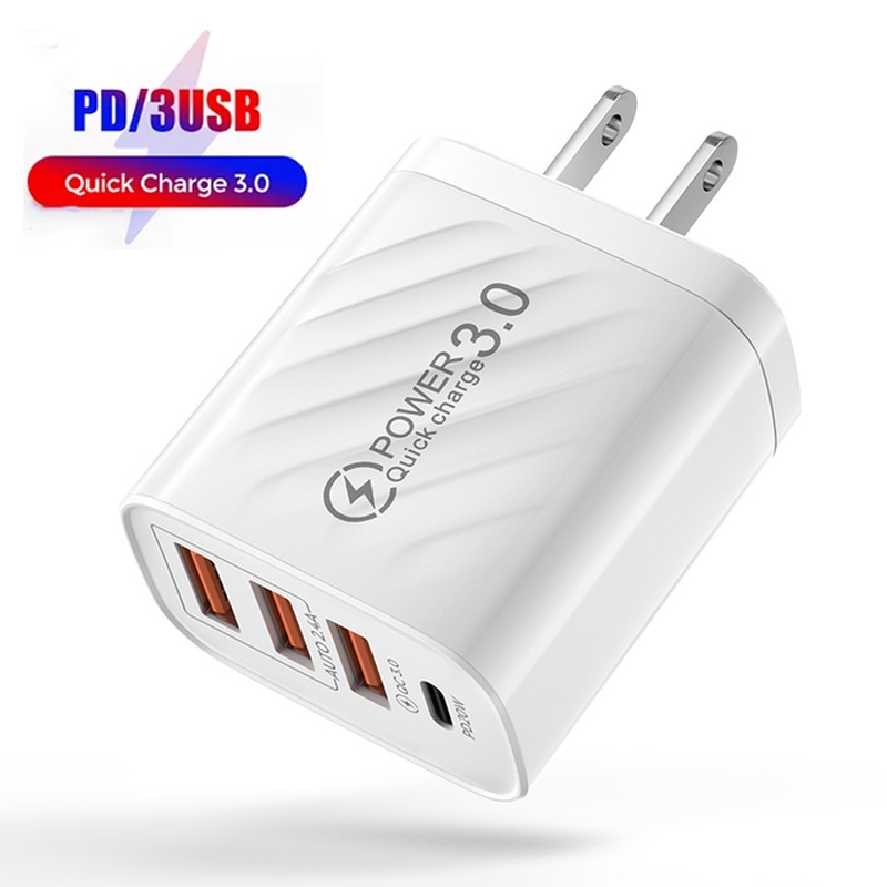 Adapter Charger Dinding Universal 3 Port Usb Tipe C Qc 3.0 10w 5v 2a Untuk Iphone / Android