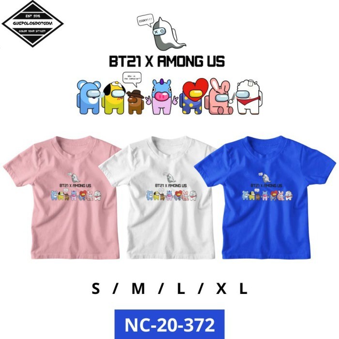 KAOS TSHIRT GAME AMONG US X BT21 BTS MEMBERKPOP COMBED 30S