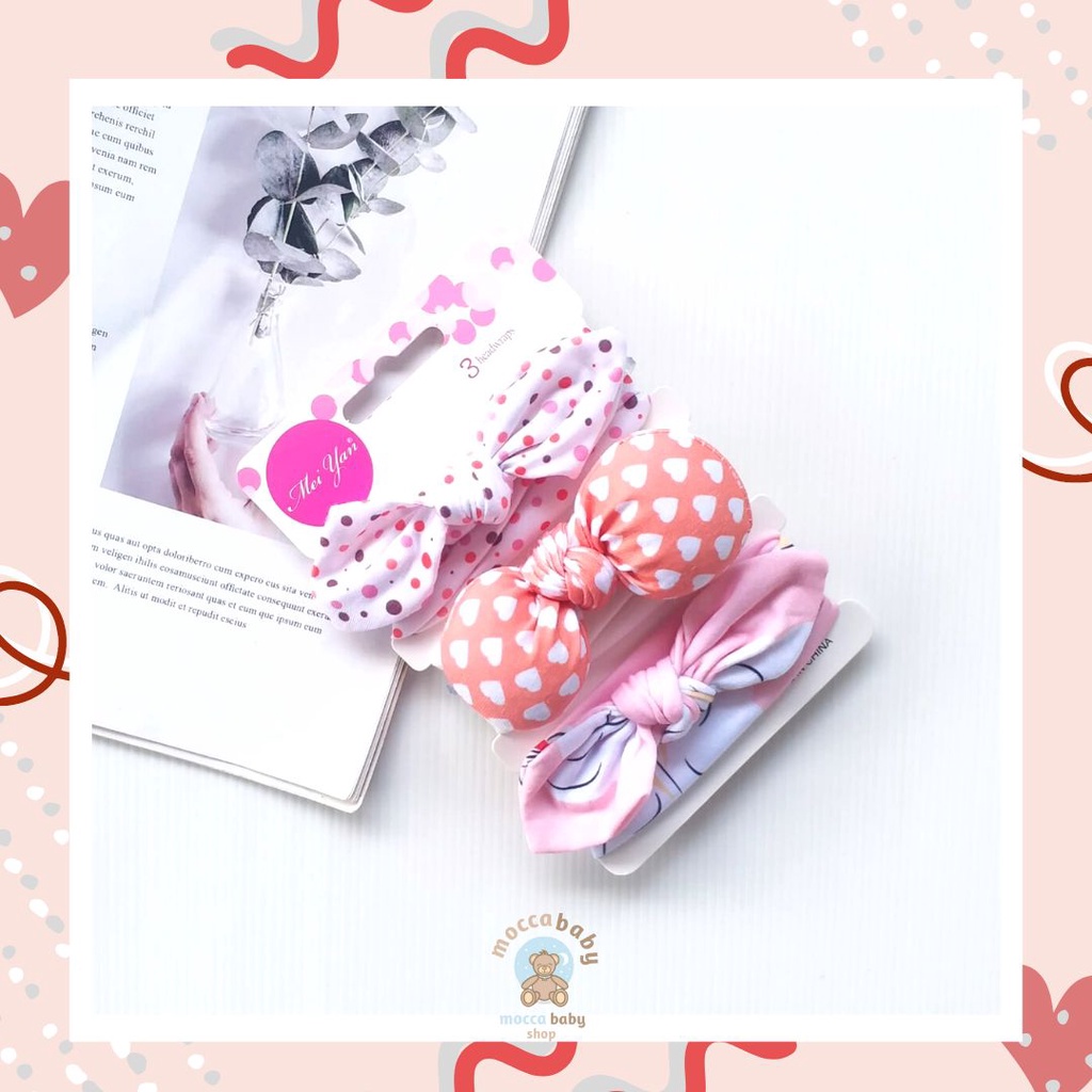 MBSS - BANDANA MOTIF A Bandana Set isi 3 Motif Beda / Headband Bayi Newborn Anak Perempuan Part 3