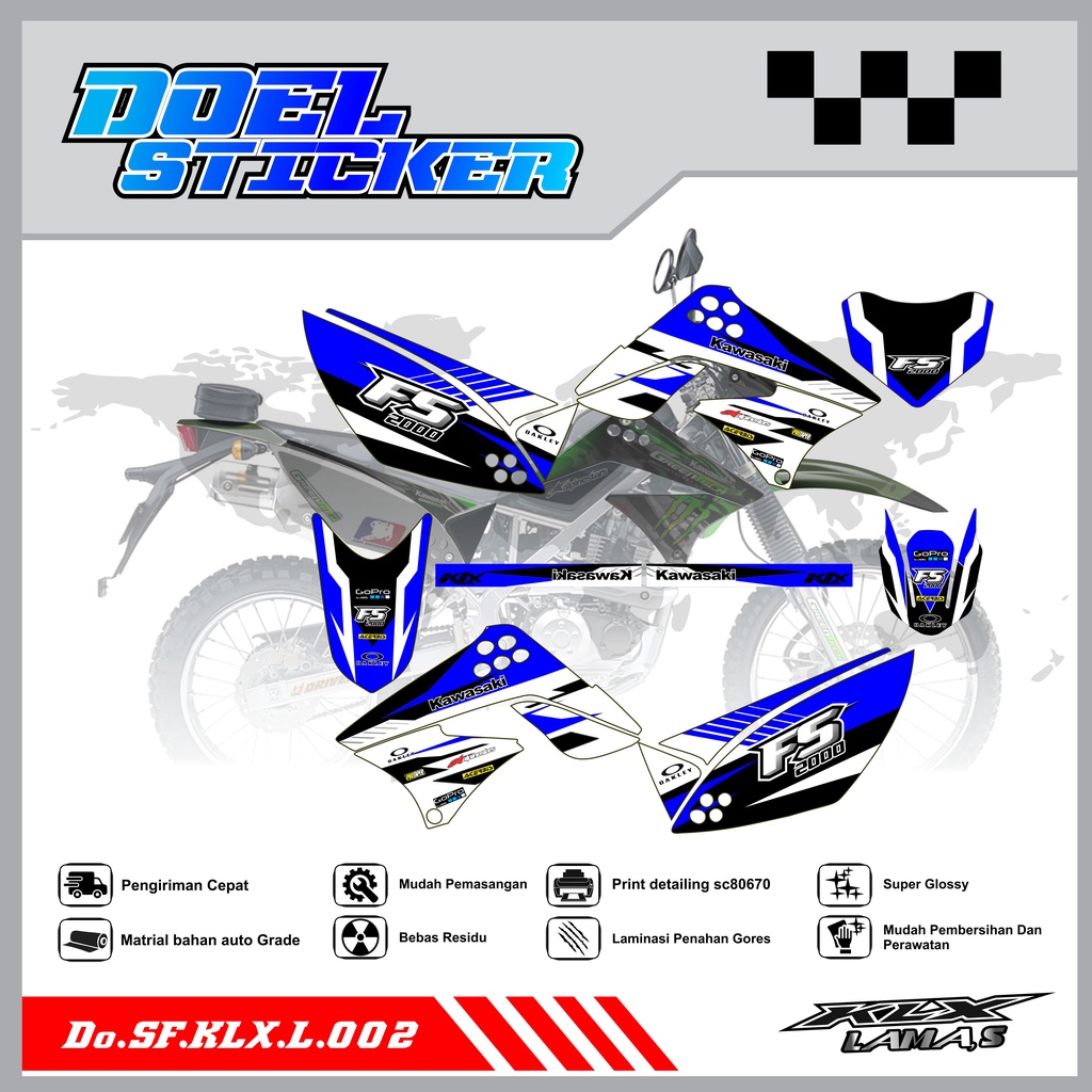 Sticker Striping Honda KLX L , S Lama List Variasi Hologram , Crome Doel 002