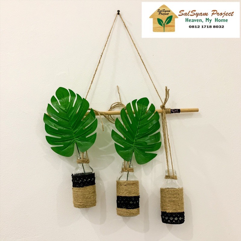 Vas Kaca Tanaman Air Rambat Vas Botol Kaca Gantung Dekorasi Rustik Tali Rami Minimalis