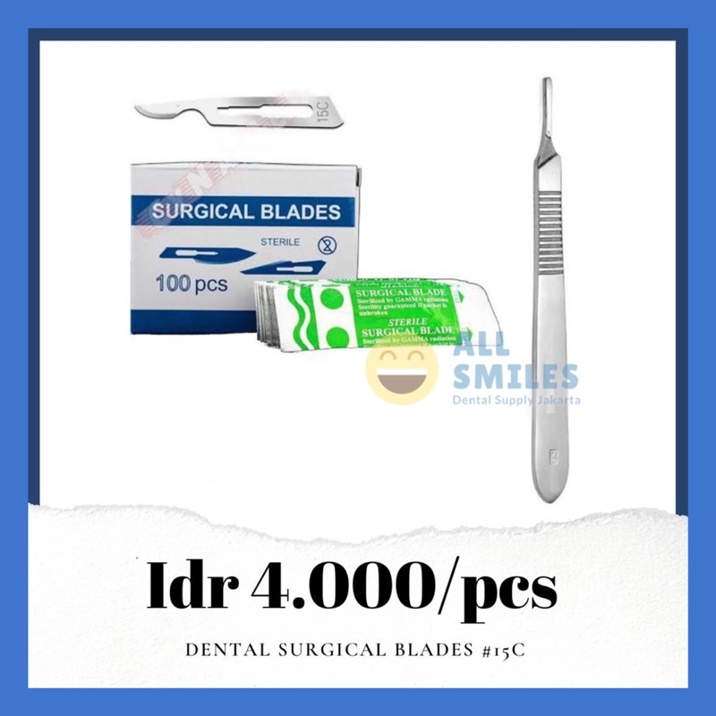 Dental surgical blade no 15 c 15c mata pisau bedah gigi gusi odontektomi tanpa gagang