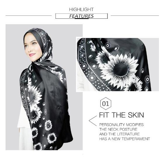 MOBASA OFFICIAL HIJAB PASHMINA SATIN PRINTING MOTIF / KERUDUNG JILBAB PASHMINA [sunflower]