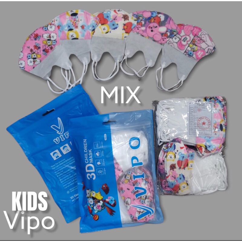 2G.KIDS DUCKBILL BTS MIX VIPO.MASKER DUCKBILL VIPO ANAK GARIS 3LY BTS BT21 MIX MOTIF BANYAK MOTIF PR