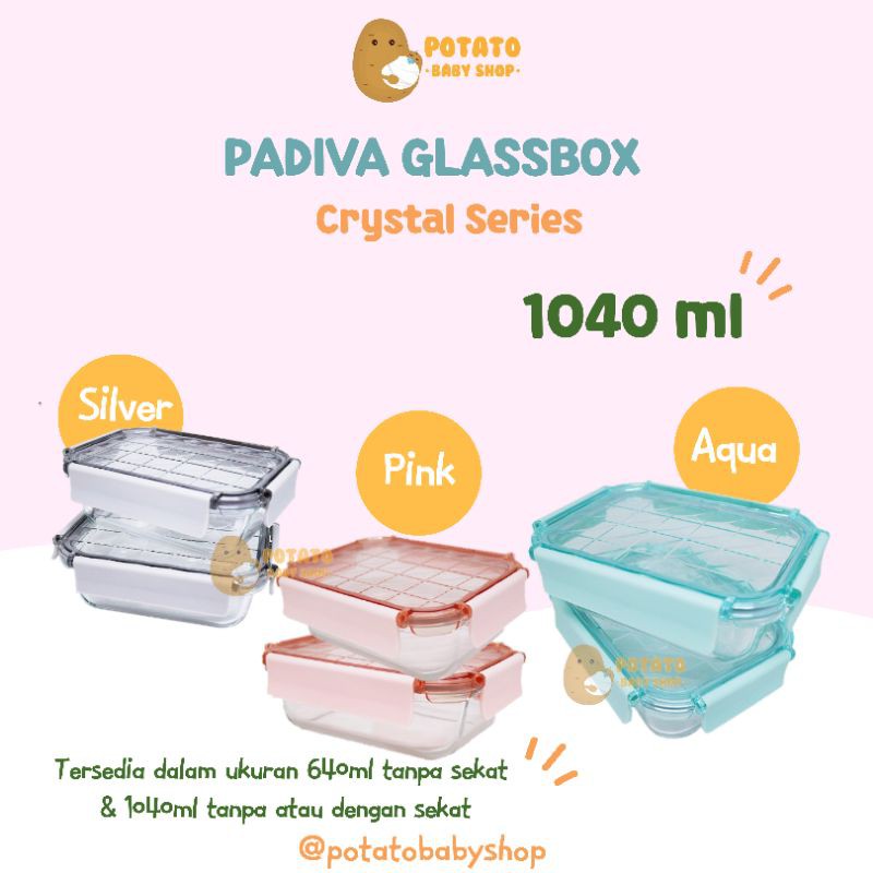 Padiva 1040ml (2pcs) Crystal Glassbox 1 &amp; Mix Compartment