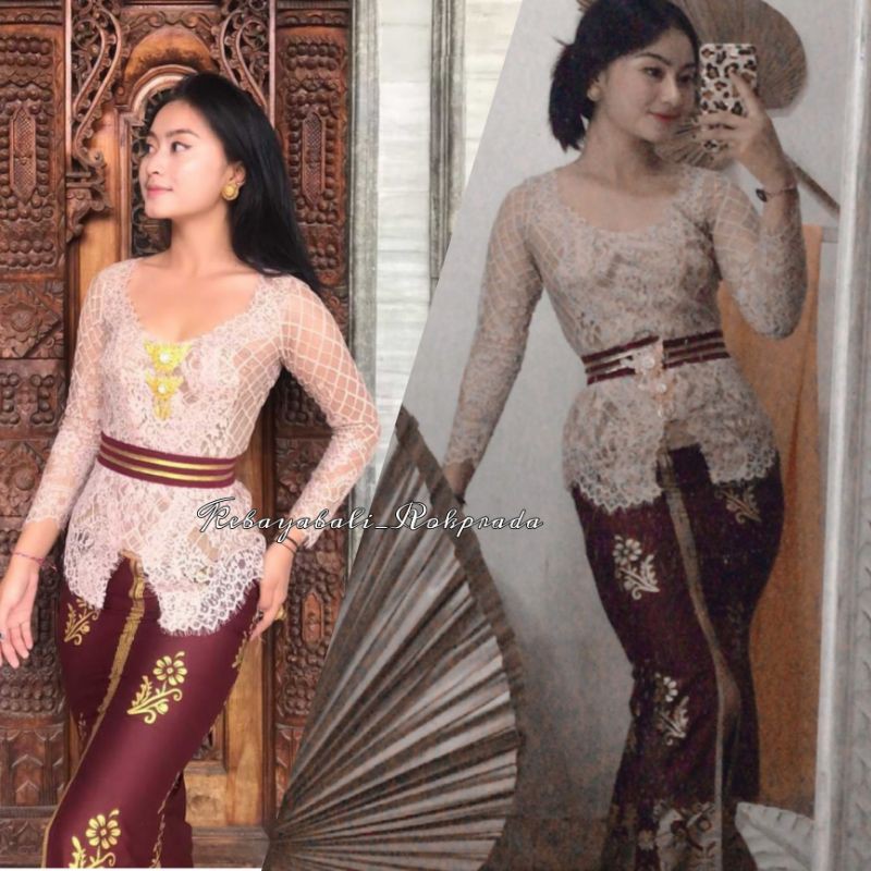 satu set kebaya kutubaru dengan rok mermaid kebayawisuda Kebaya bali