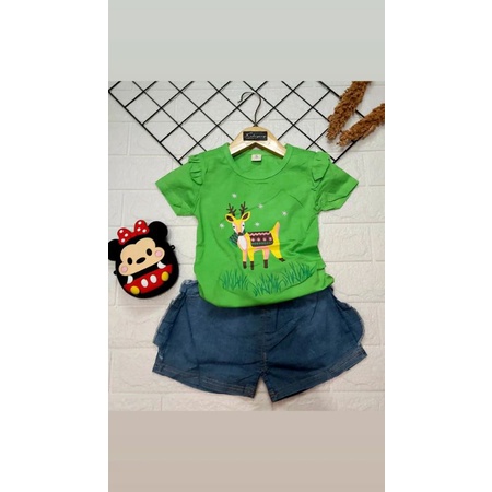 Setelan Celana dan Kaos Anak Perempuan Hijau