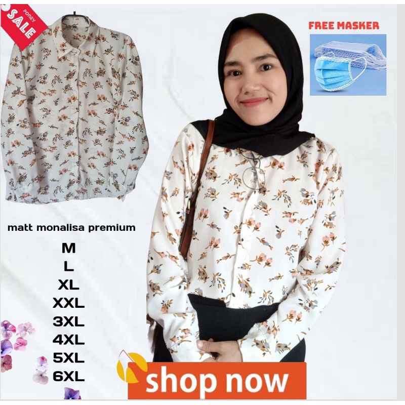 kemeja wanita M L XL XXL 3XL 4XL 5XL 6XL/BAJU WANITA JUMBO/BAJU BIG SIZE/ATASAN WANITA JUMBO XXL/BAJ