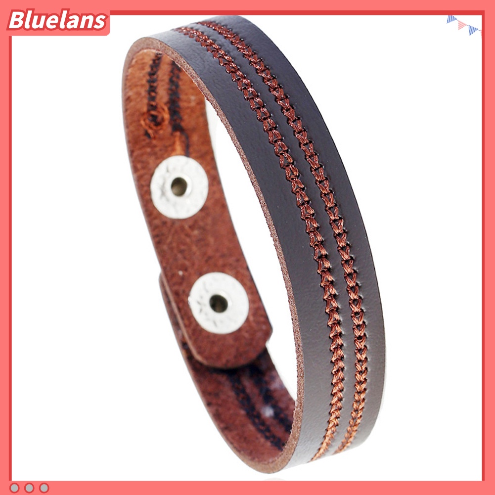 Bluelans Vintage Men Women Embroidery Faux Leather Bracelet Wrist Bangle Jewelry Gifts