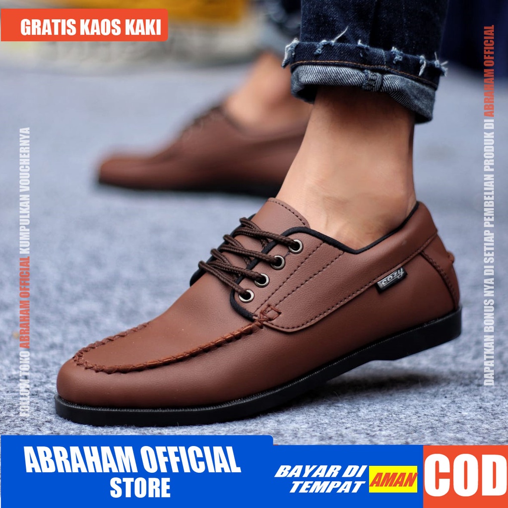 ABRHM X MONZI Sepatu Kasual Pria Sepatu Pria Casual Pantofel Kerja Kulit Pu Original Cowok