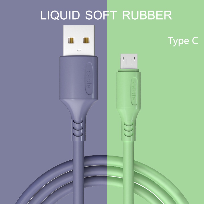 Kabel Data / Charger Micro Usb / Tipe c Fast Charging Bahan Silikon Warna Macaron Untuk Android