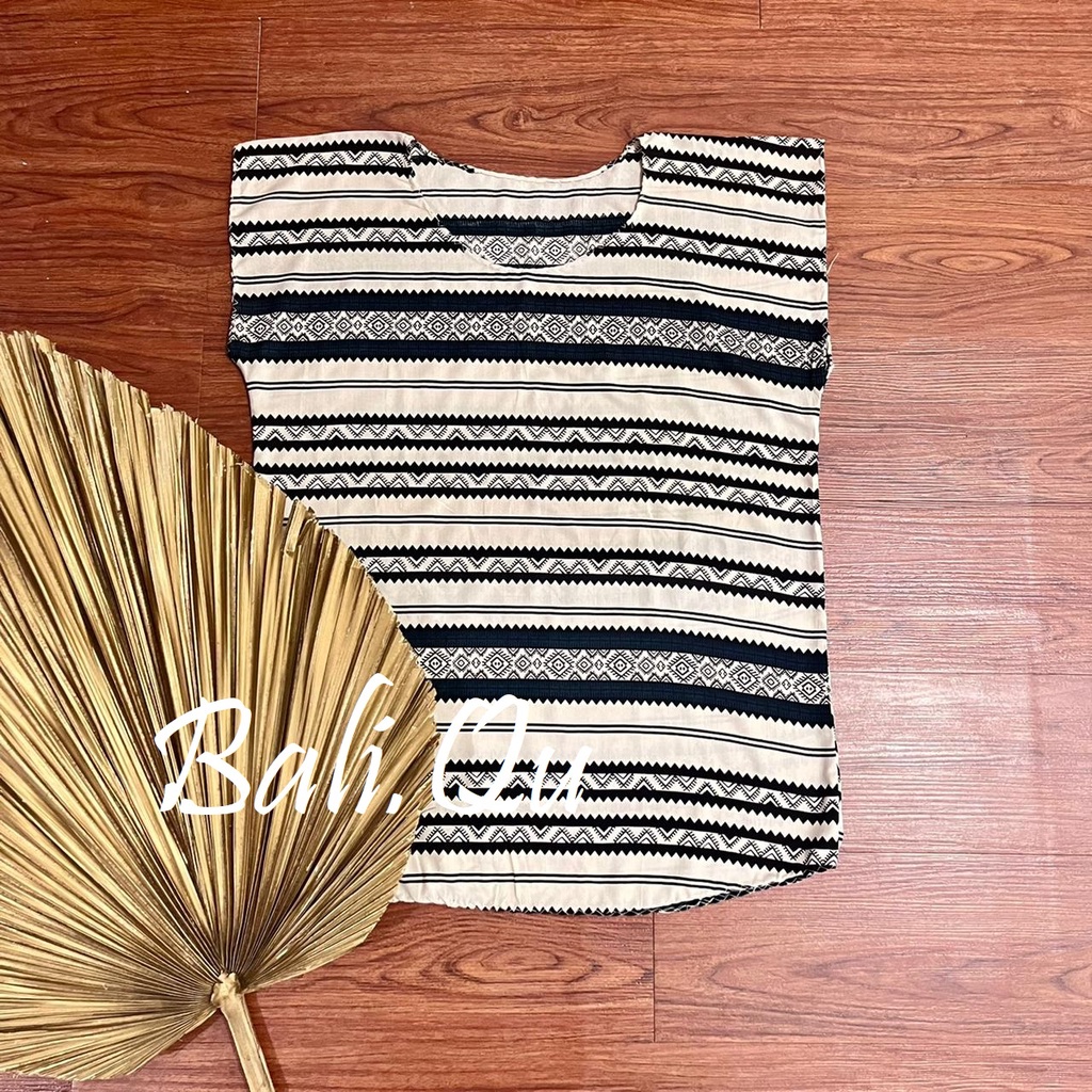 Baju Atasan XL Rayon Motif Bali-CREAM TRIBAL