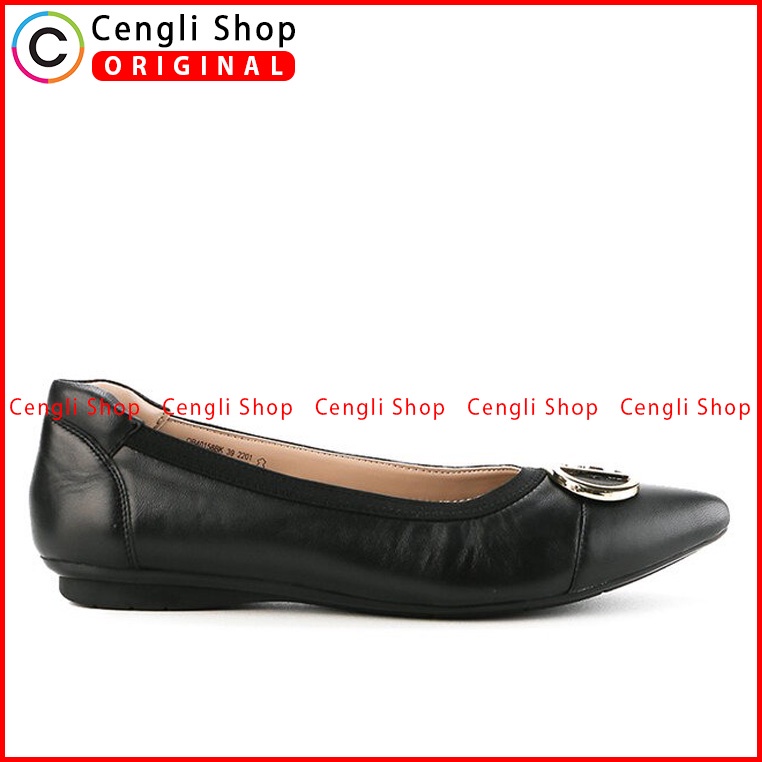 SEPATU FLAT KULIT OBERMAIN WANITA ORIGINAL BRANDED TERBARU HITAM OW32