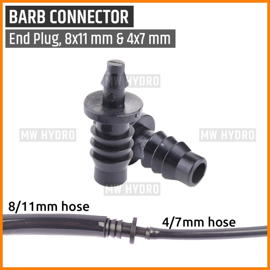 Barb Connector 11 mm - End Line Plug | Konektor Selang Irigasi Hidroponik - Penutup Ujung