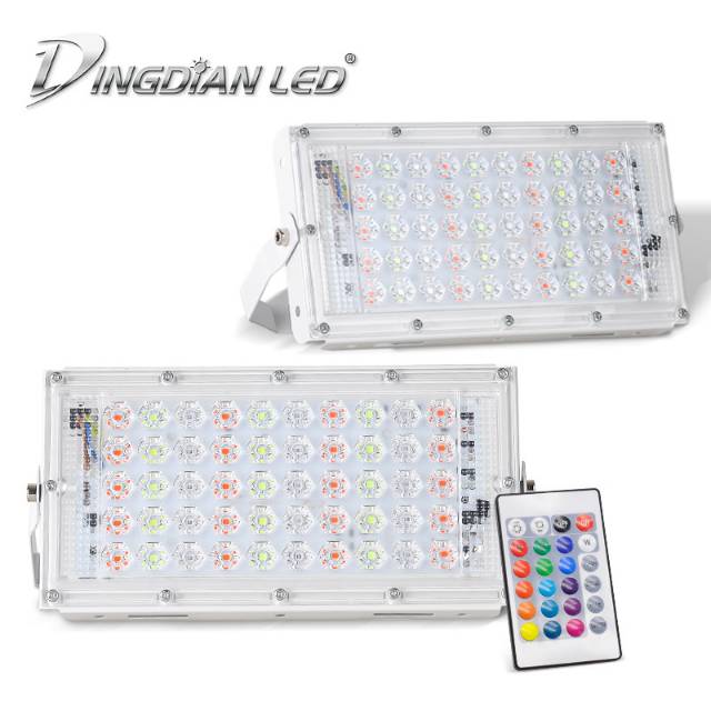 lampu sorot led rgb 50w 220v /warna warni led sorot remot 50watt