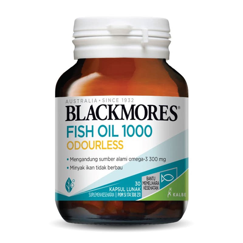 Big Sale!! Blackmores Odourless Fish Oil 1000 mg [GRATIS BUBBLE] Isi 30 Kapsul Lunak