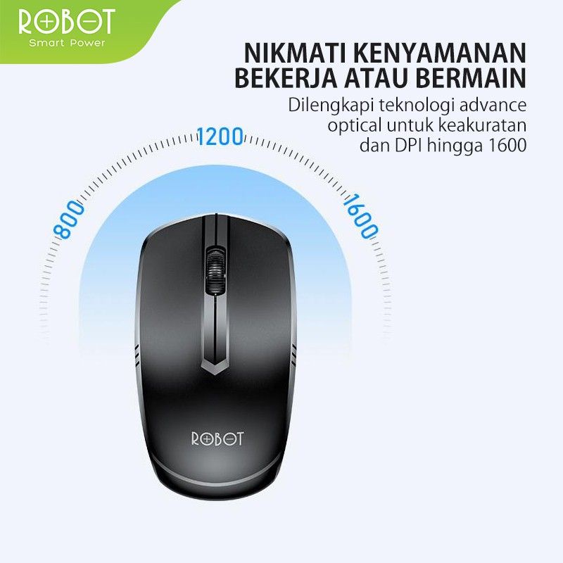 (ROBOT 205) MOUSE WIRELESS 1600DPI MOUSE BLUETOOTH MINI USB ORIGINAL BY ROBOT