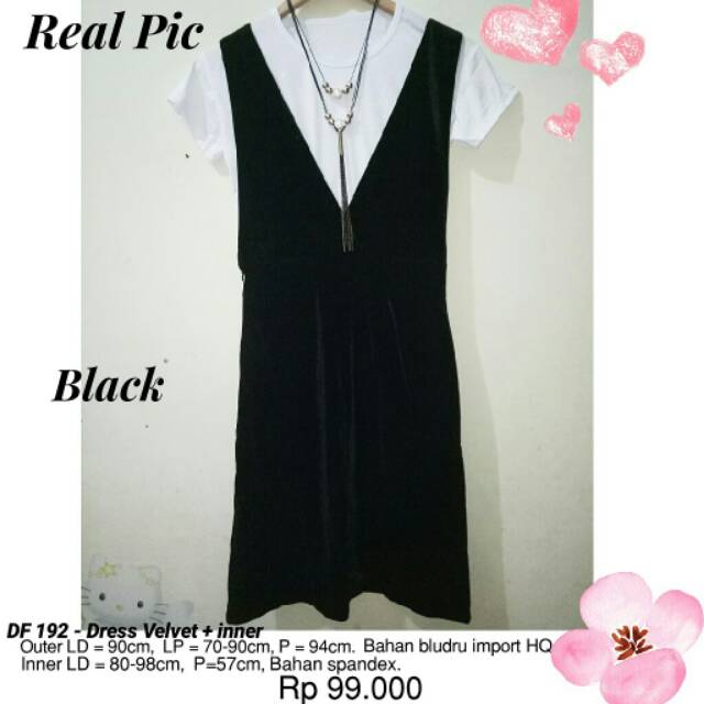 DRESS VELVET + INNER,  BAJU BLUDRU IMPORT, FASHION WANITA BERKUALITAS