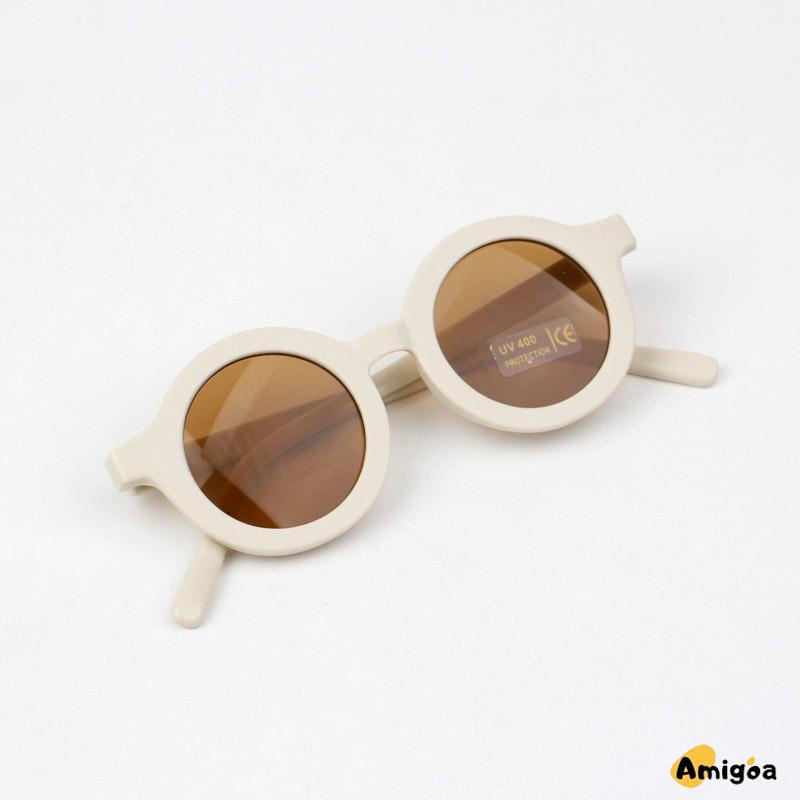 Kacamata Hitam Anak Matte Bingkai Bulat Trendi Retro Cute Clear Vision - AG2