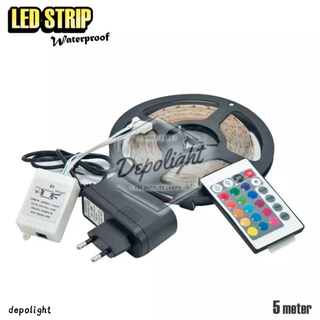 Lampu Strip LED RGB 5 meter Lengkap Adaptor + Remote