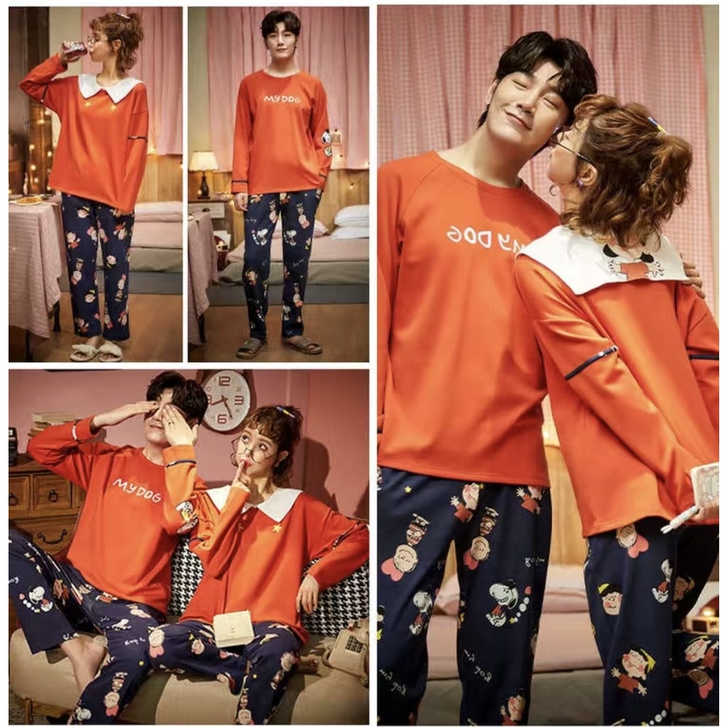 Baju tidur piyama couple bahan kaos import pp