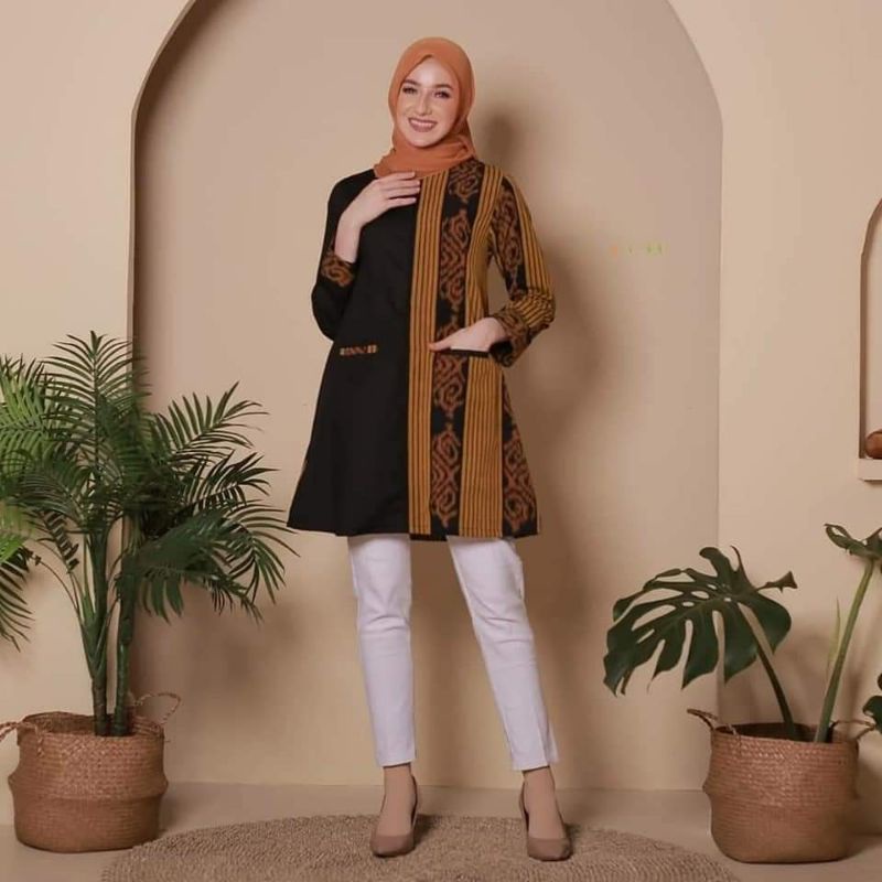 Atasan kerja wanita mix katun toyobo tenun endek premium