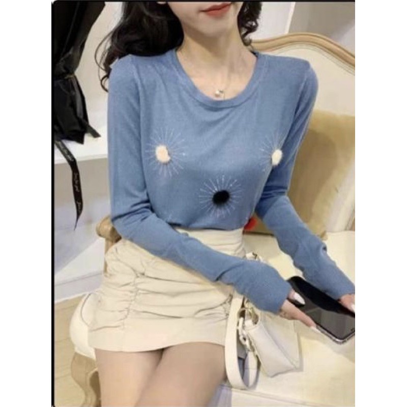 Knitted Tops with Long Sleeves for Women Import Premium ( Atasan Rajut Wanita Tangan Panjang )