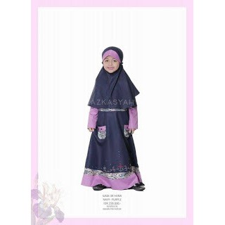 GAMIS ANAK AZKA UNGU KATUN / GAMIS ANAK AZKA KATUN