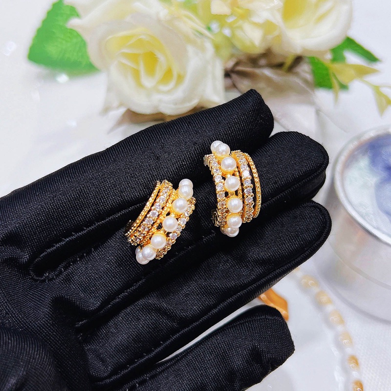 Anting Mutiara Berlian Gaya Retro Untuk Wanita