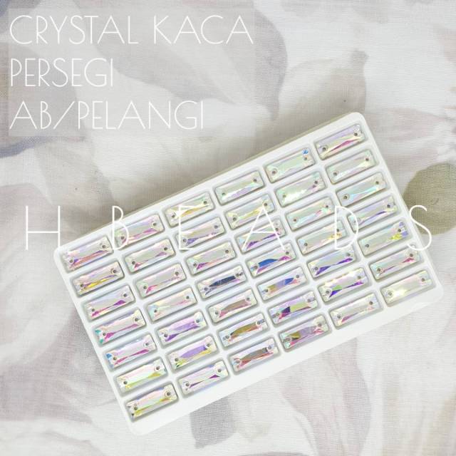 K110 | 1 Lusin DIAMOND KACA PERSEGI 6x18 mm noncangkang jahit