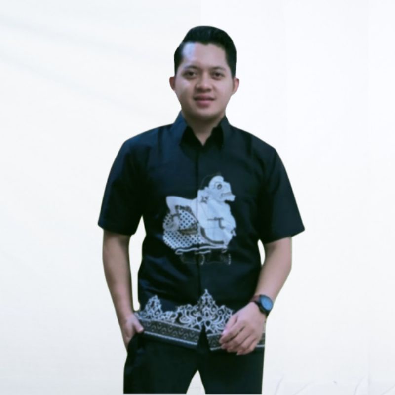 Baju Pria Kemeja Batik Lengan Panjang Pendek Atasan Cowok Modern Katun Premium Motif Wayang Semar Hi