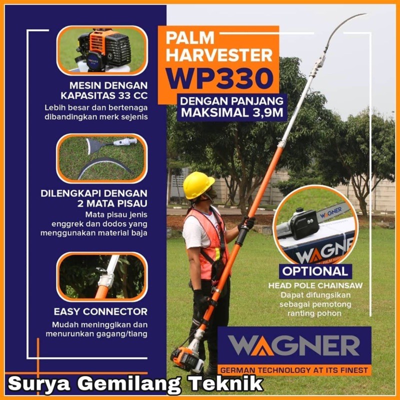 Palm Harvest Mesin Dodos Sawit Wagner WP 330 Pole Chainsaw Panen Sawit