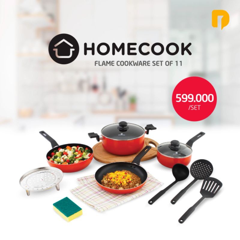 DUSDUSAN Homecook Flame Cookware set of 11 Kitchen Set Panci Penggorengan Wajan
