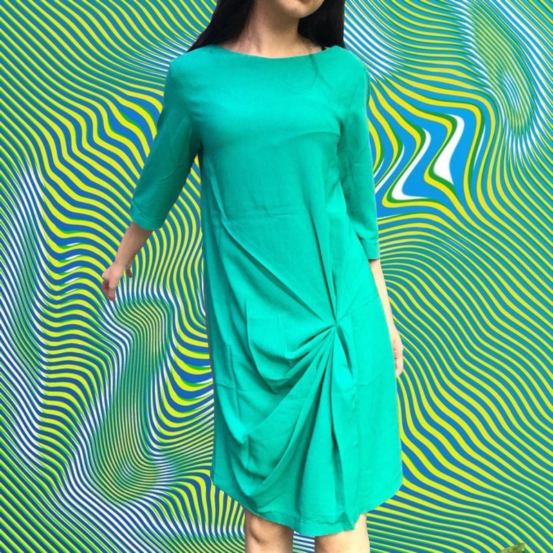 GREEN MINT DRESS | dress hijau lengan panjang linen