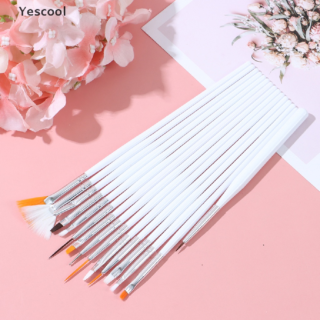 Yescool 15pcsset Kuas Lukis Kutek Gel UV Untuk Nail Artmanicuresalon DIY