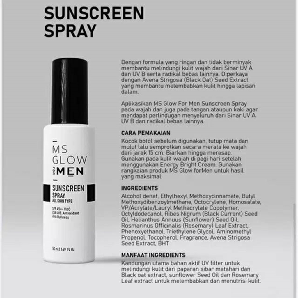 Sunscreen Spray MS Glow for Men Original