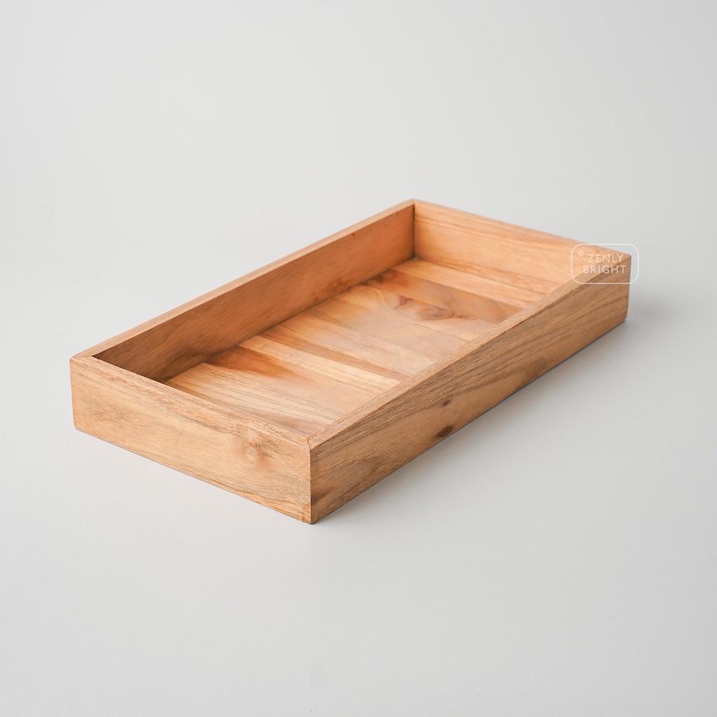 Nampan Kayu Persegi Panjang Natural | Nampan Handuk | Nampan Hotel | towel tray | wooden tray