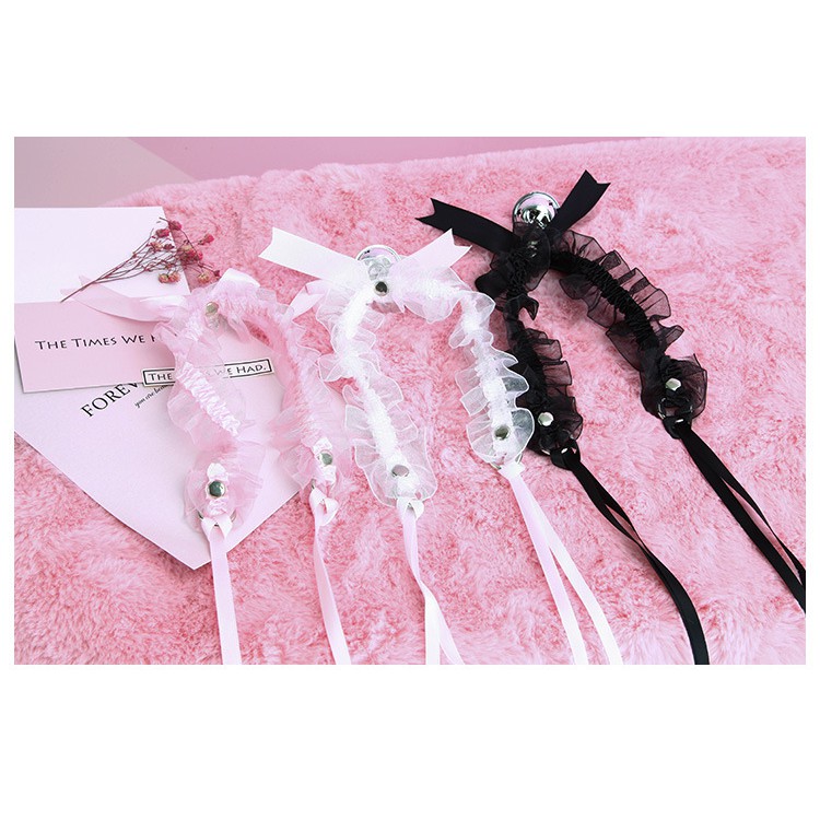 CH-07 kalung choker bell lonceng besar pita renda lace nekomimi kucing cat chocker jepang korea ribb