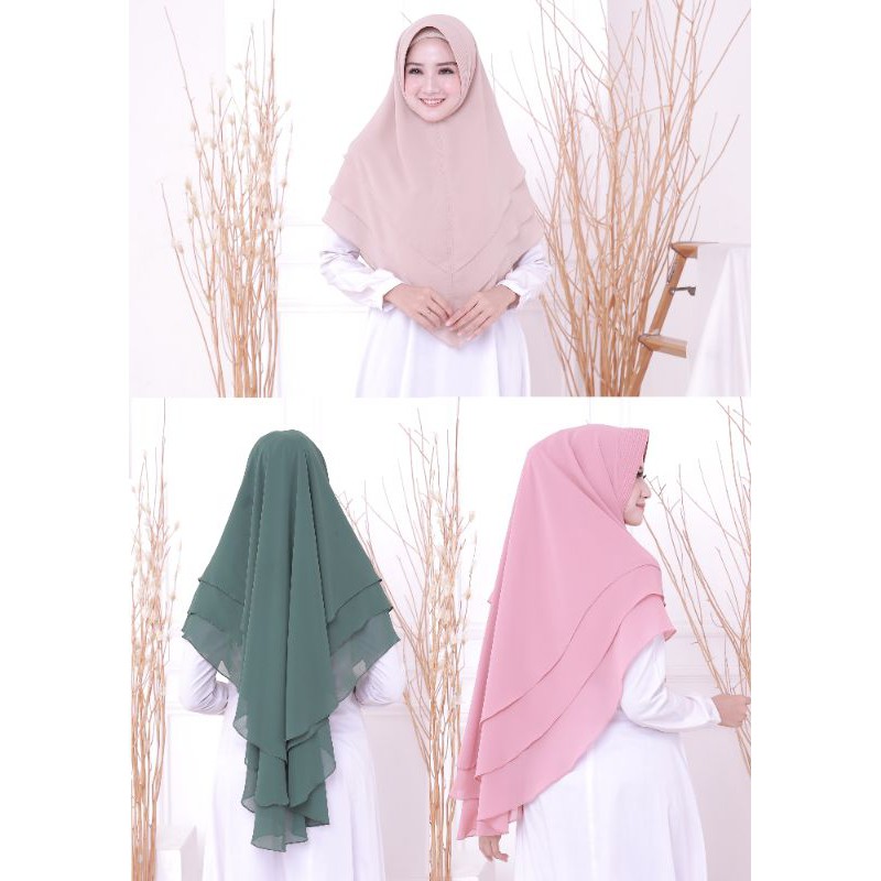 Khimar Ceruty Babydoll - Hijab 3 Layer - Khimar Azzara - Bahan Ceruty Premium - Hijab Syar'i