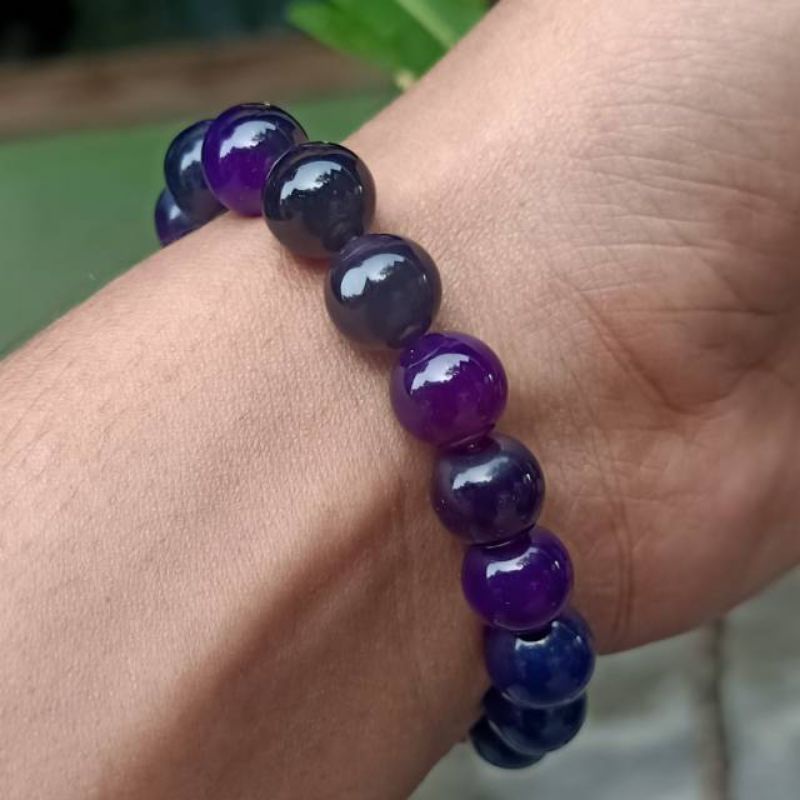 GELANG BATU ASLI KECUBUNG UNGU NATURAL
