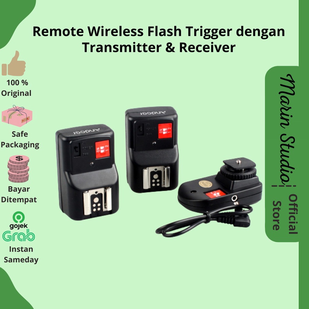 Trigger Flash Trigger Remote Wireless Flash Trigger dengan Transmitter & Receiver Murah