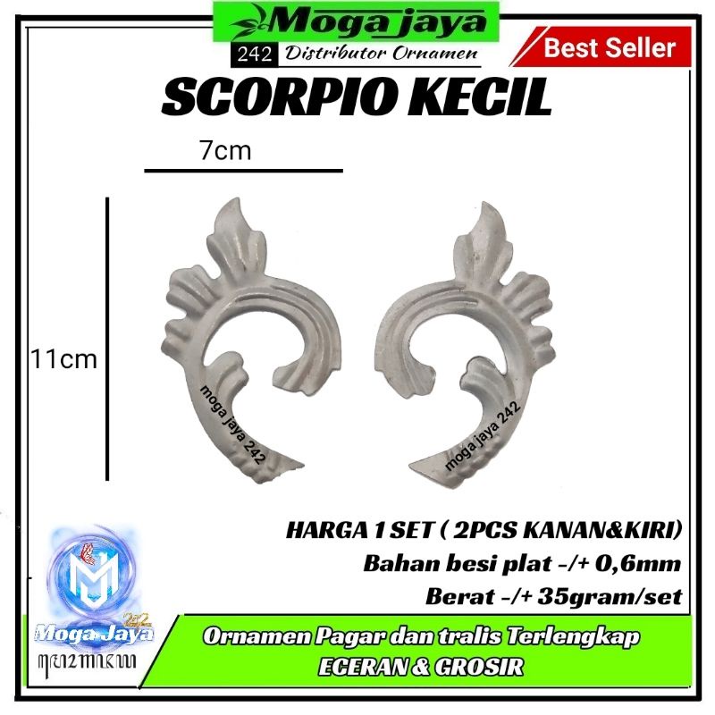 ornamen tralis scorpio kecil 1set hiasan pintu pagar