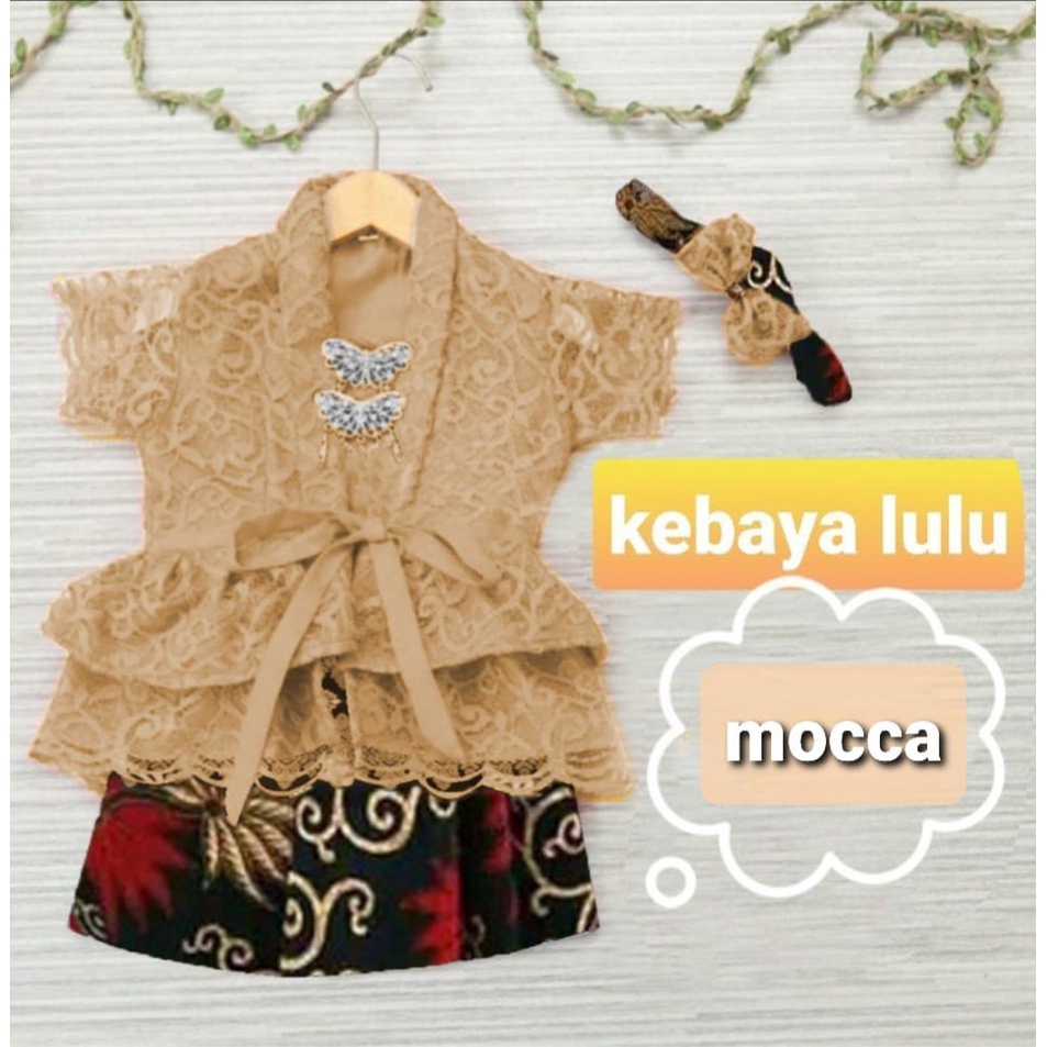 Kebaya Anak Perempuan Modern 1-7th Free Bando / Jepitan Rambut Set Kebaya Anak Kutu Baru Bahan Bruka